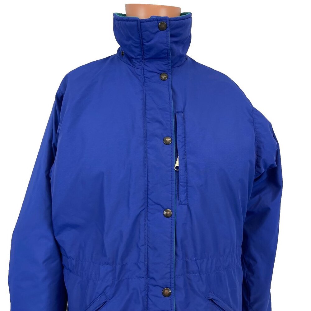 Vintage LL Bean Penobscot Parka Jacket Womens Size M Blue Full Zip Button 90s